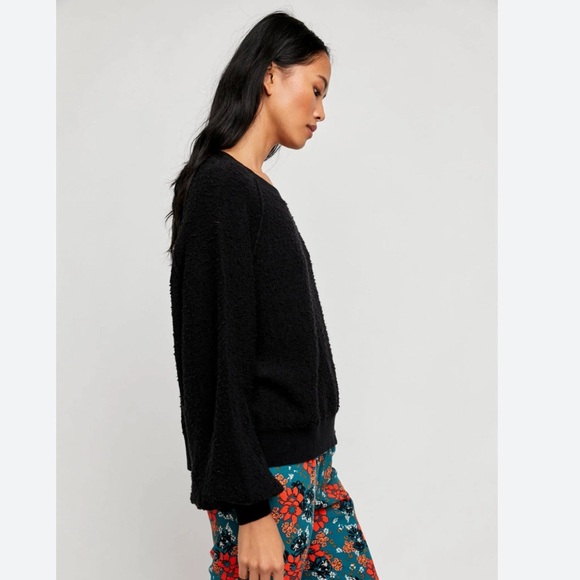 Free People Found My Friend Pullover Black Sz Small Cotton Blend Sweatshirt - Picture 2 of 13
